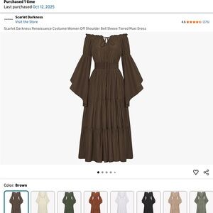 Scarlet Darkness Off-Shoulder Brown Maxi Dress